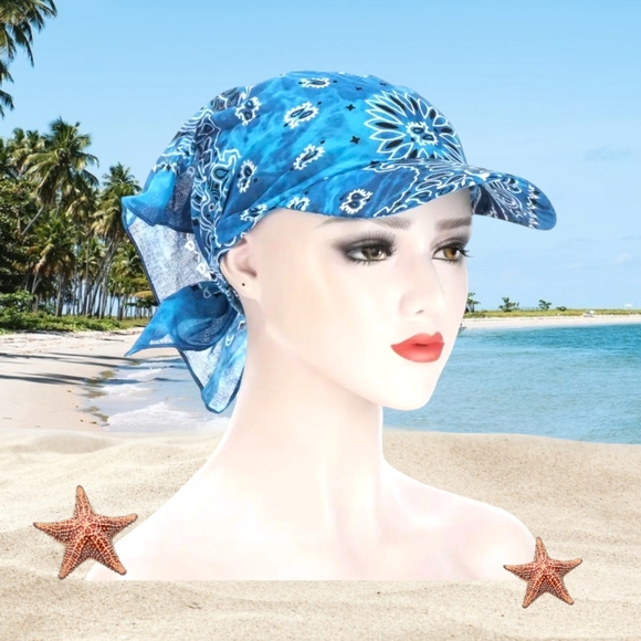 Royal Blue Popular Stylish Bandana Scarf  Sun Cap !! - Picture 5 of 9